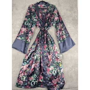 NWT Izzy & Liv Bridgerton Netflix Satin Robe Floral Cameo Navy XL/XXL